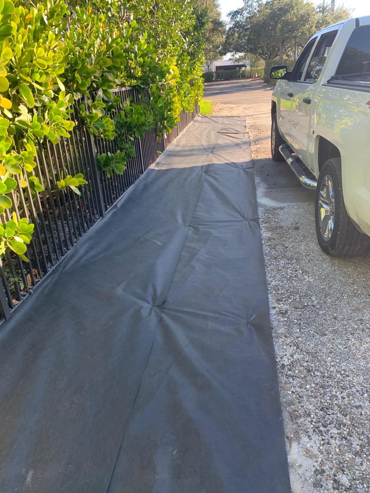 Weed barrier fabric laid down